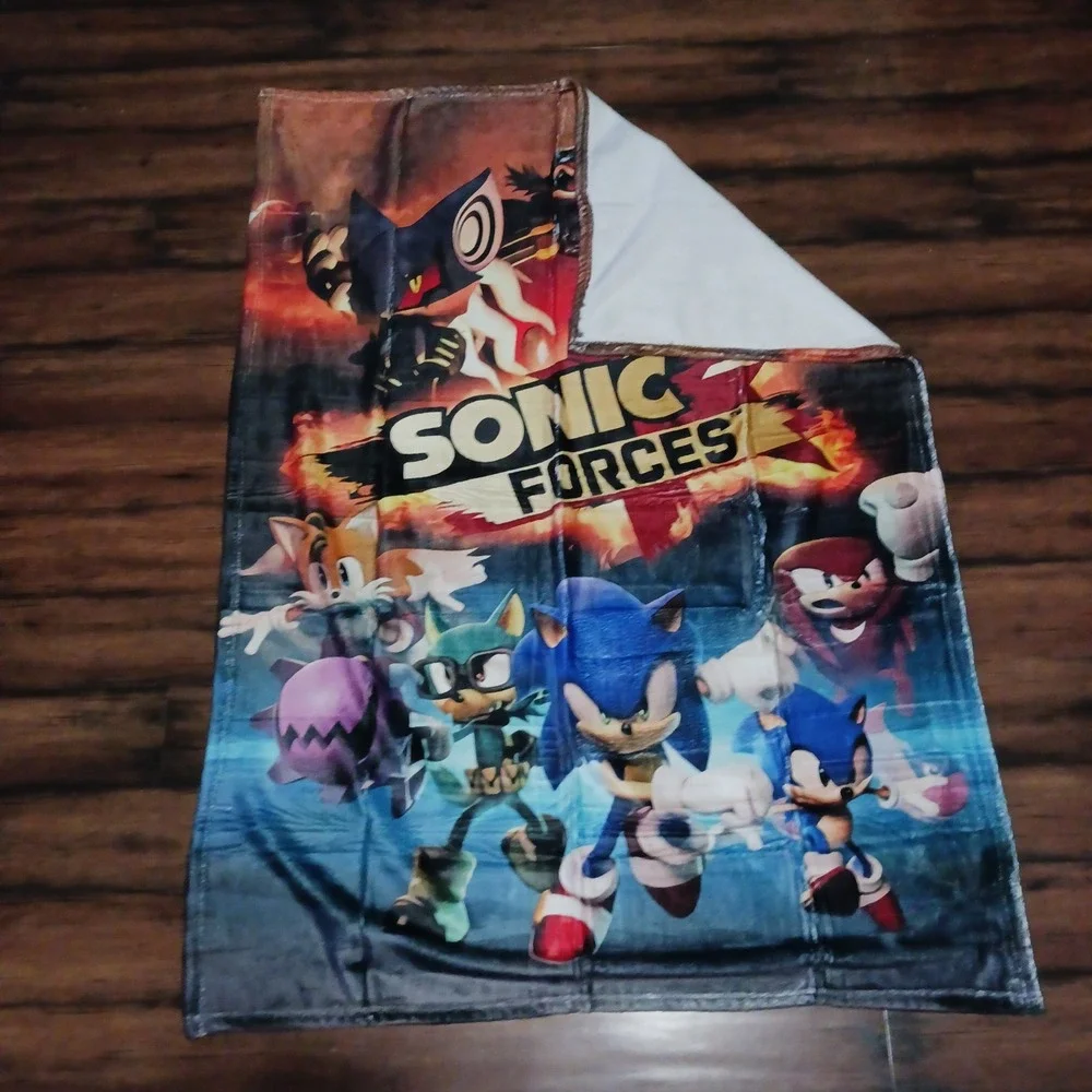 Sonic Forces Fleece Throw Blanket 50x40 Sonic Tails Knuckles Sega Gaming Decor